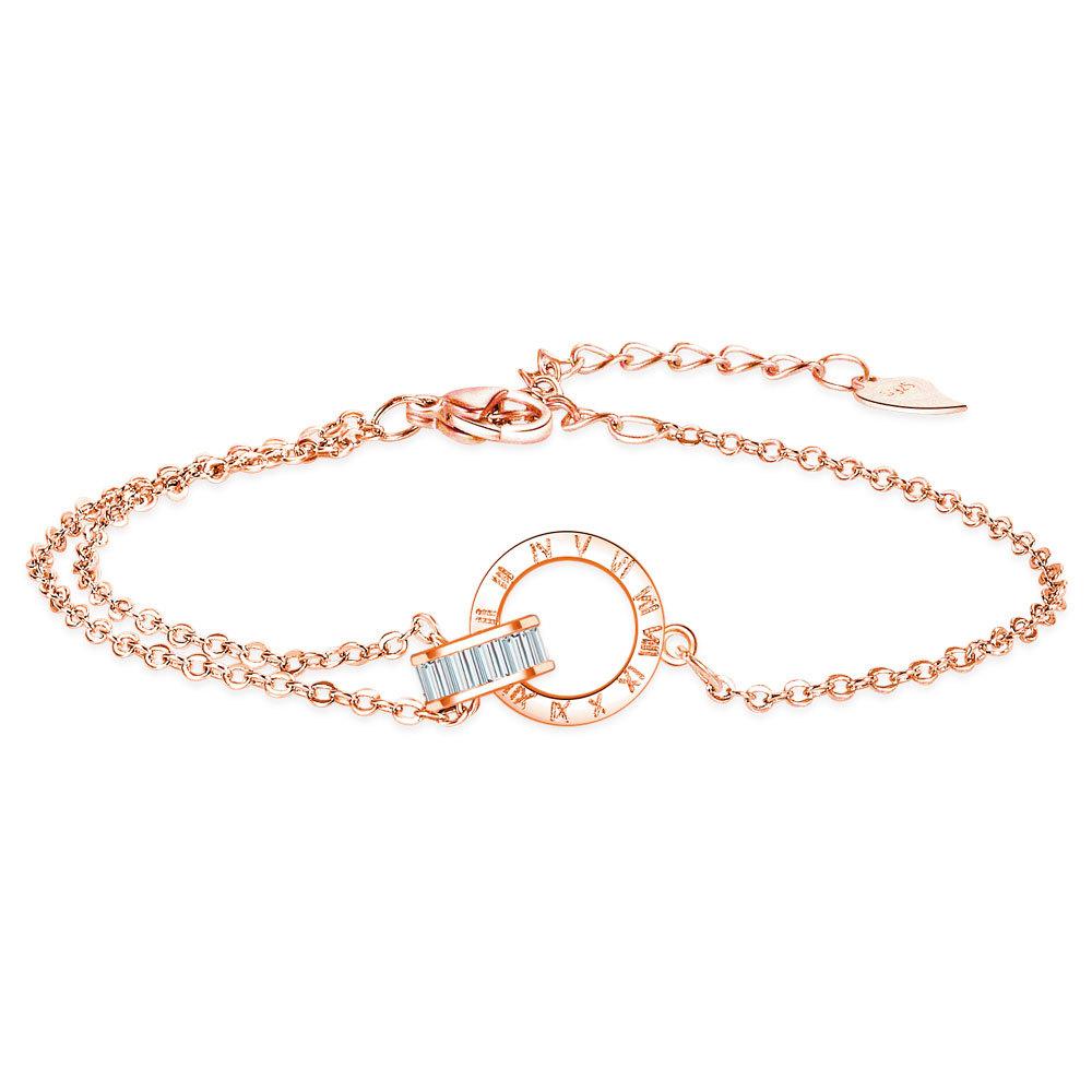 Романтичный элегантный комплект из кольца с римскими цифрами, браслета, женской универсальной цепочки на ключицу, ювелирных изделий Love Hand