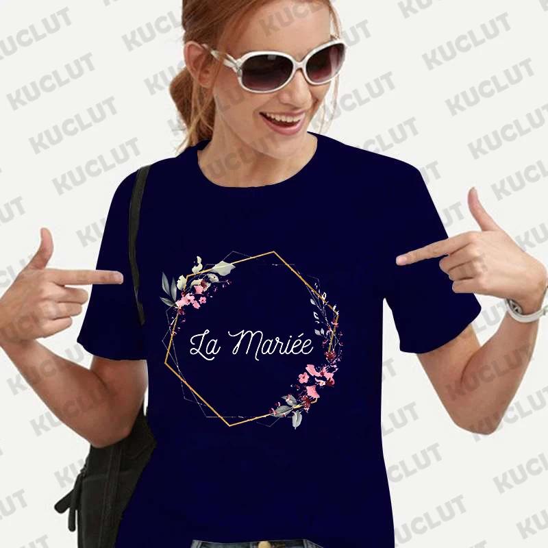 Team Bride Bridesmaid Tshirt Bridal Wedding Y2k Tops French Girls Bachelorette Party Tees Evjf Future Bride Flower Crown Tshirt