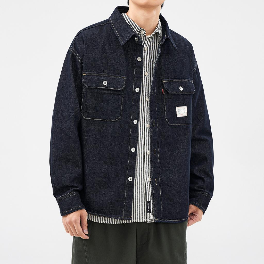 Мужская джинсовая куртка Hansca American Denim с широкими лацканами, мужская рубашка с несколькими карманами