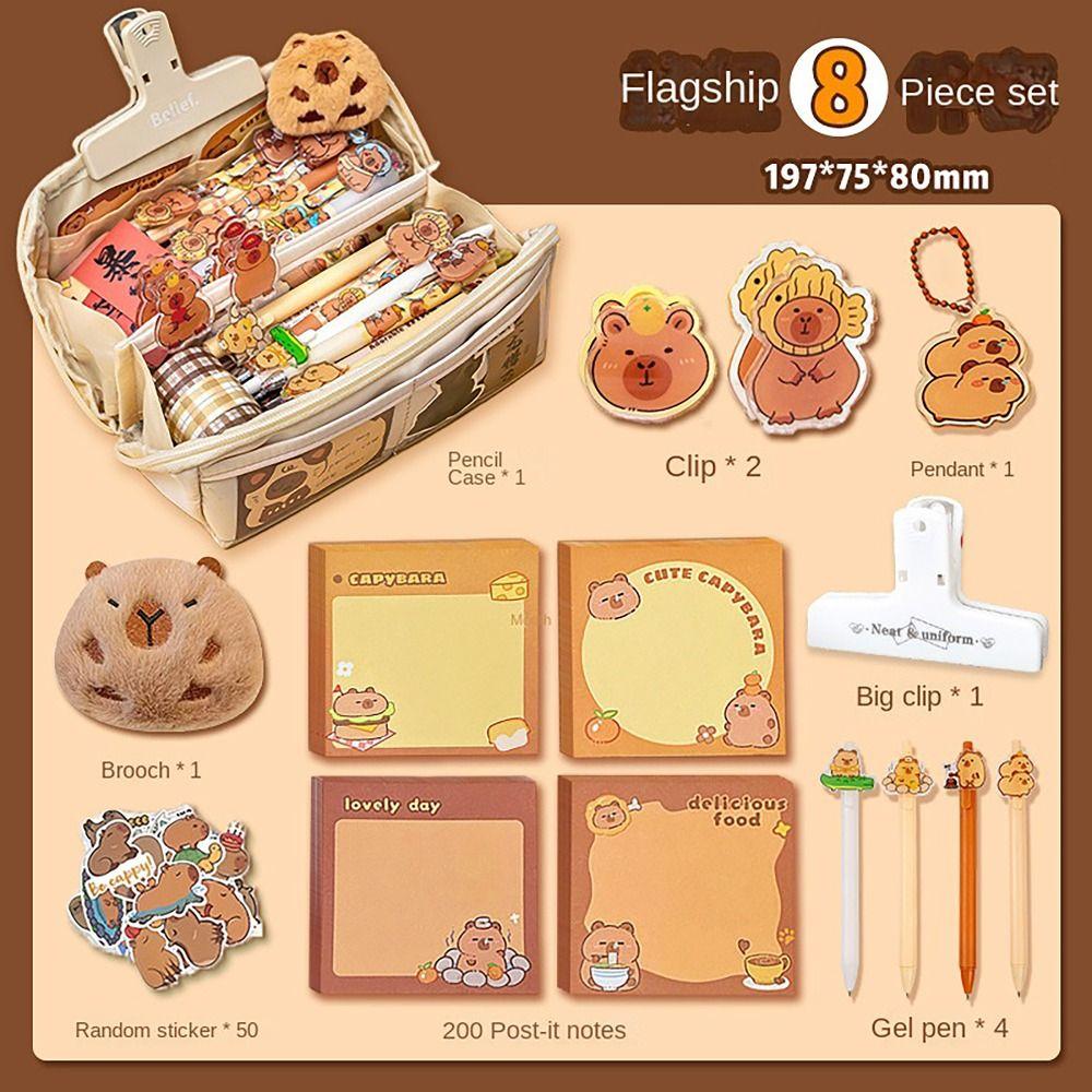 Пенал с принтом капибары, милый, многофункциональный, большой емкости, сумка для хранения канцелярских принадлежностей, 9 слоев, сумка для ручек, студенческая сумка для карандашей, подарок
