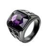 Punk Creative Multi-colored Stone Rings for Men Women Party High Quality Vintage Stainless Steel Cross Ring Jewelry Wholesale