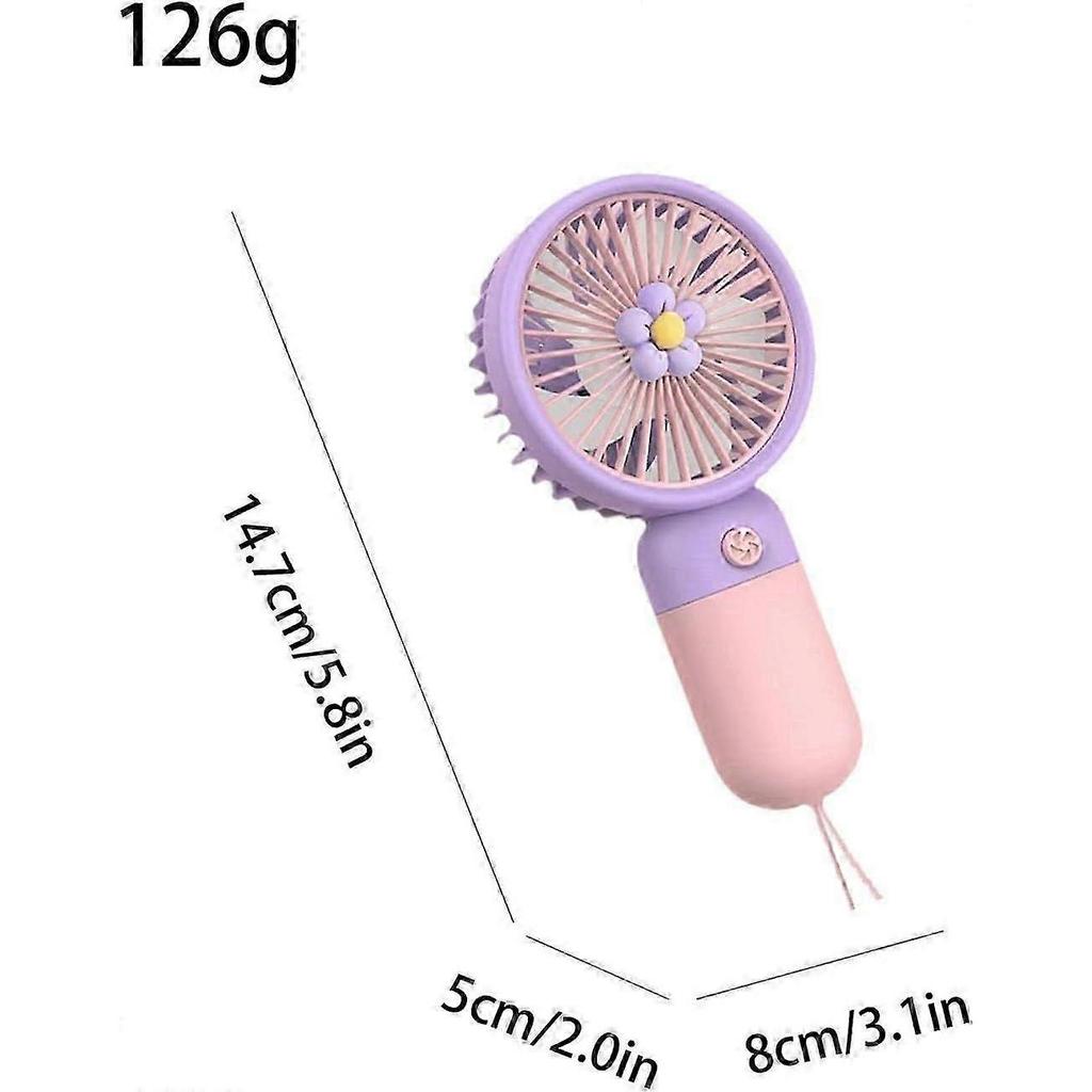 Personal Pocket Fan Portable Rechargeable Fan Small Cooling Fan Battery Operated Handheld Fan with Little Flower for Girls Boys Women Men 15*7.8*5.3c