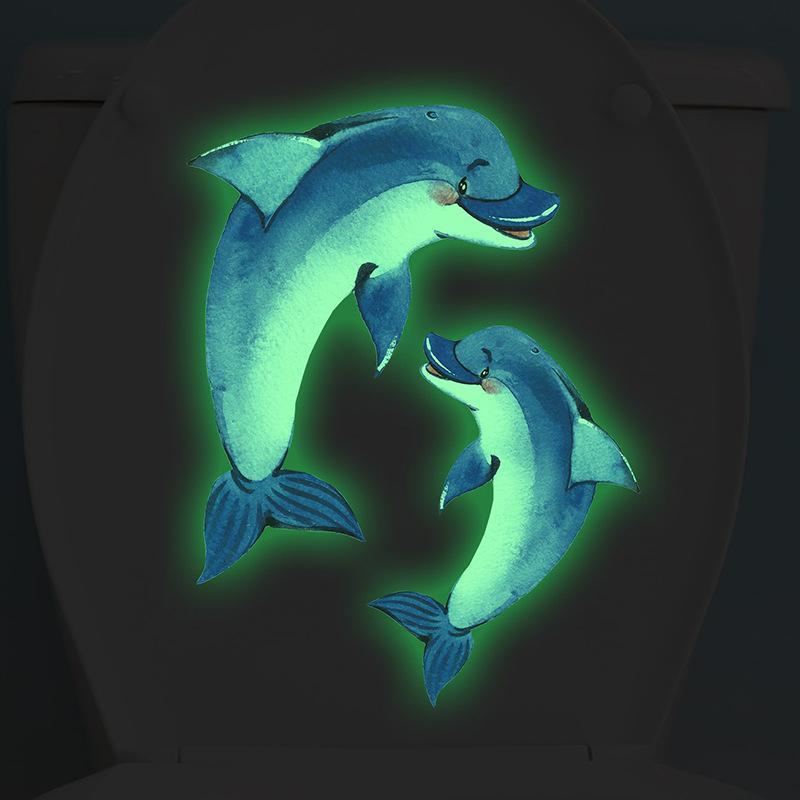 Мультфильм светящиеся в темноте настенные наклейки домашний декор светящиеся флуоресцентные морские животные наклейки для украшения детской комнаты