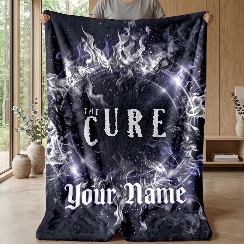 The Cure Custom Flannel Throw Blanket Print Your Name Text Soft Warm Blanket Holiday Present