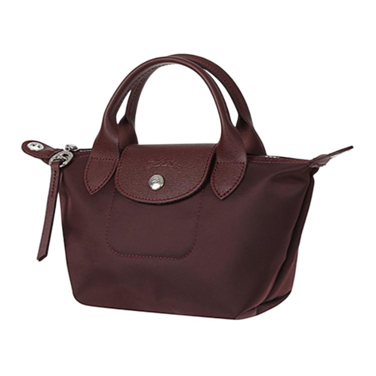 Longchamp Le Pliage Néo 17 Short Handle Fabric Dumpling Bag Mini Women handbags Dark-Red 1500598P52