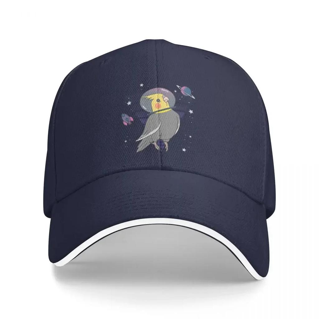 Space Bird Astronaut Animal Parrots Cockatiel Doodle Unisex Baseball Caps Peaked Cap Sun Shade Adjustable Windproof Hat