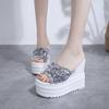 Women's Fashion Platform Slippers Designer Wedge Sandals Elegant Sequins Summer Party Shoes
