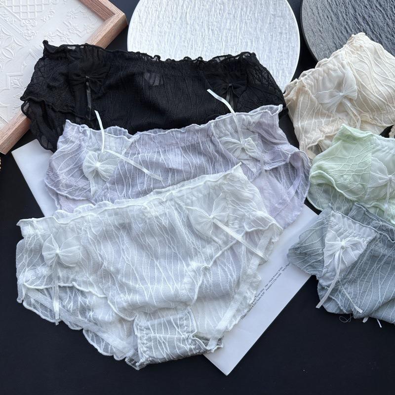 Женские милые хлопковые трусики с кружевом и ледяной сеткой для весны и лета