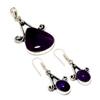 Amethyst Gemstone 925 Silver Plated Jewelry Pendant Earring Set 1.51"-1.89"