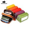 Fashion Women Genuine Leather Credit Card Holder Purse Large Capacity Double Zipper Female Wallet