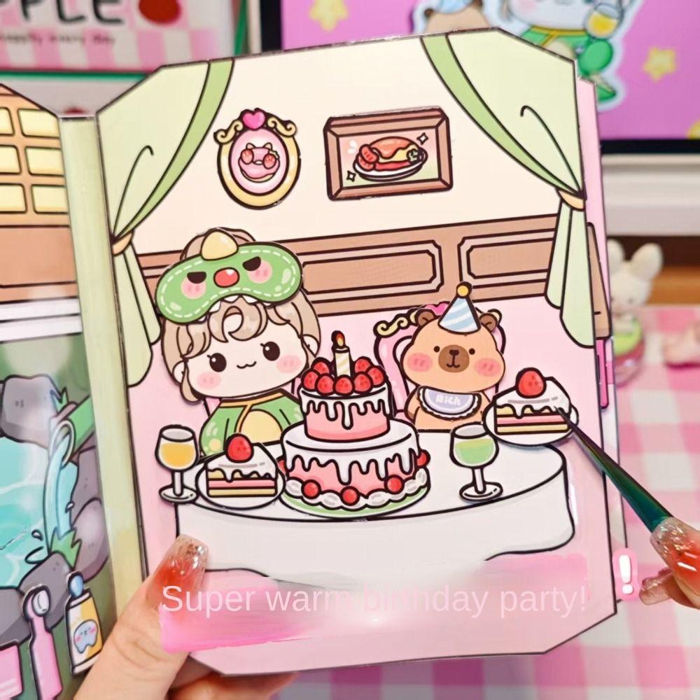 Educational Capybala Quiet Book Early Learning 3D Sticker Book Activity DIY Pinch Toy Book Girls