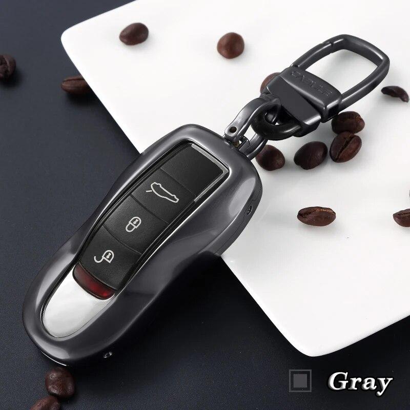 Чехол для автомобильных ключей из алюминиевого сплава для Porsche Panamera Cayenne Macan 911 Carrera 718 Boxster, модные аксессуары для автосмарт-ключей