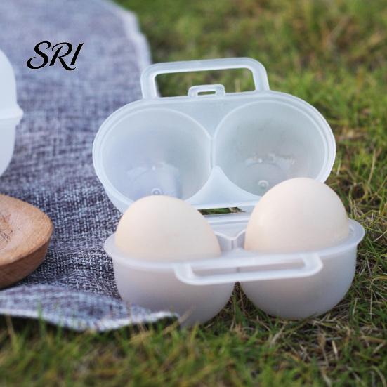 Hard Plastic Egg Container Portable Box, with 2 Compartments Design, Food-Grade PP Independent Groove Tray Holder, Leakproof Holder Handle for Camping