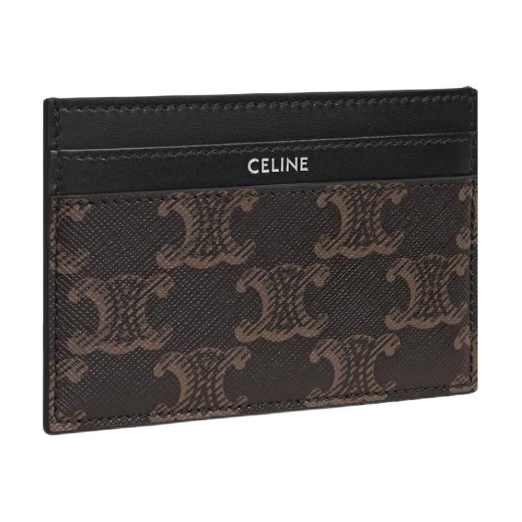 Celine Triomphe Logo Print Canvas Card Holder Medium Men Accessories Black Brown 10N762FGS-38SI