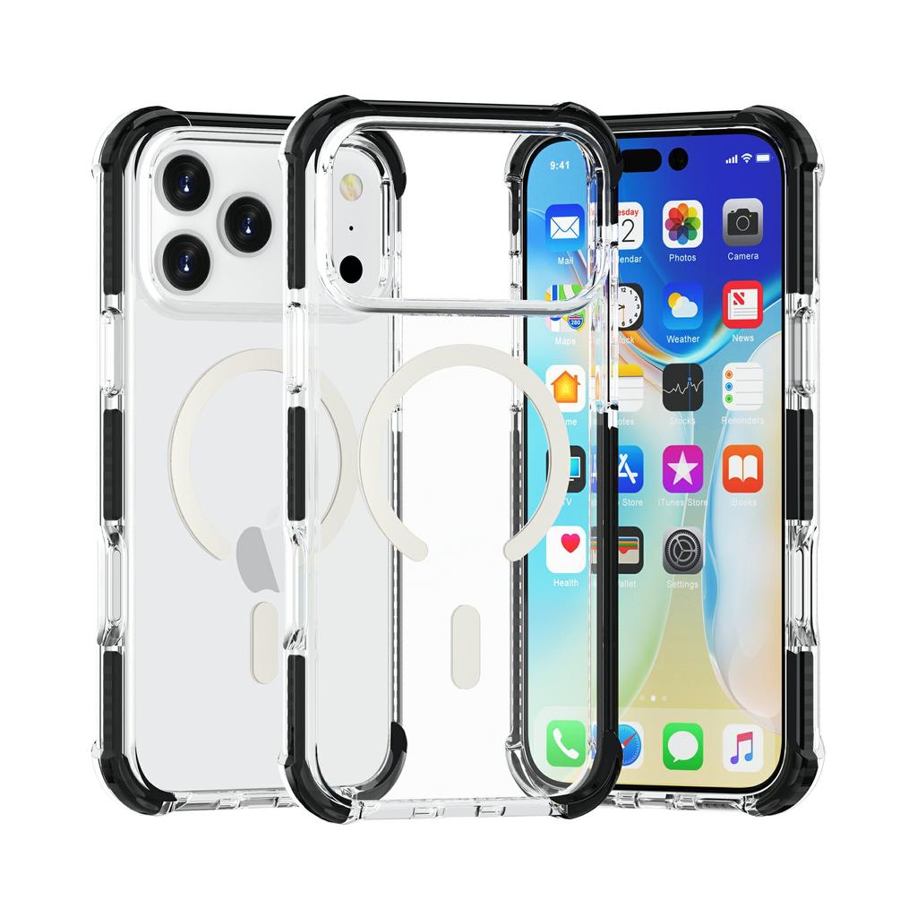 Новый прозрачный акриловый магнитный чехол для мобильного телефона iPhone18ProMax подходит для чехла с подушкой безопасности MagSafe, защищающего от падений.