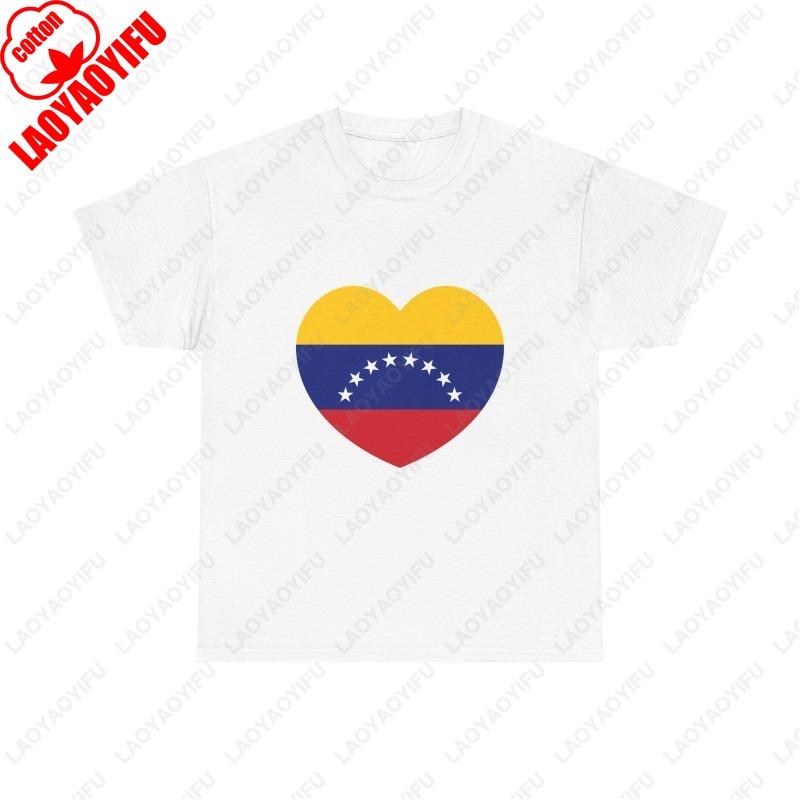 Heart Flag of Venezuela Men Women Cotton TShirt Creative Simple Style Funny Vintage Classics Tees Unisex Adult Casual Tops Gifts
