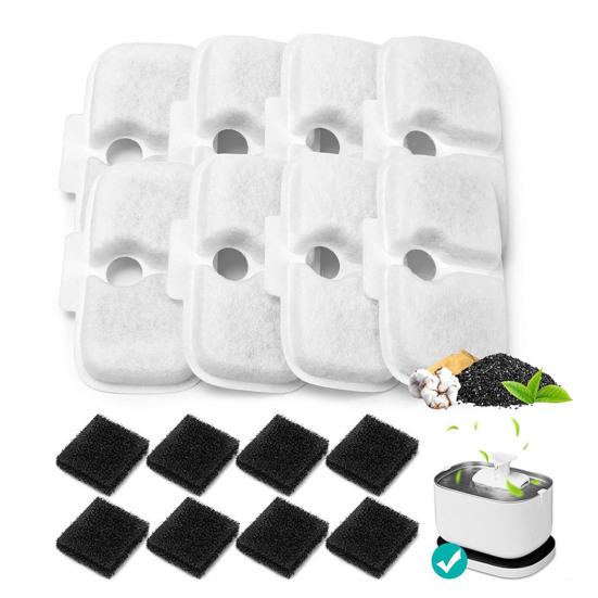12Pcs Cat Water Fountain Filter Replacement Activated Carbon Filtration System with Pre-Filter Sponges for PETLIBROWF005/115/105 Water Fountain