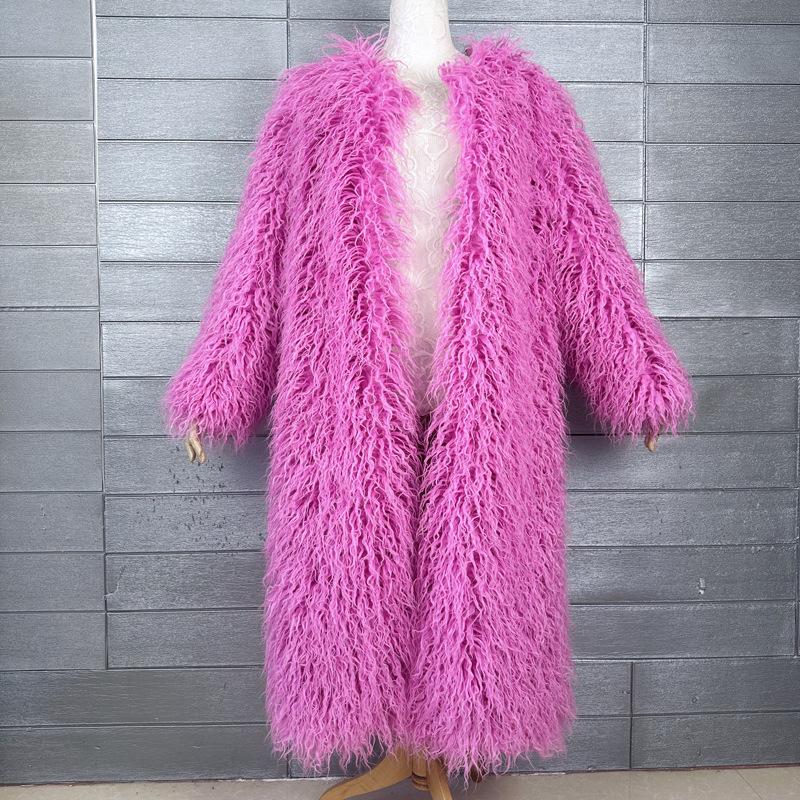Источник Имитация меха мех пляжная шерсть удлиненная шерстяная куртка цвет колено длинный
