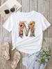 Custom Name Letter Combination Fashion Women T-shirt Floral Letter Font A B C D E F G Short Sleeve Tops White T-shirt