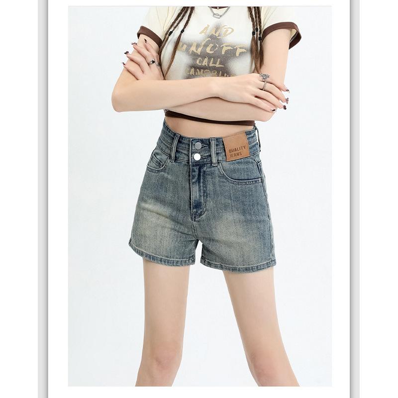 Hot-Selling American Style Summer New High-Waisted Denim Shorts for Women, Loose Fit, Slimming, Wide-Leg Pants, Versatile