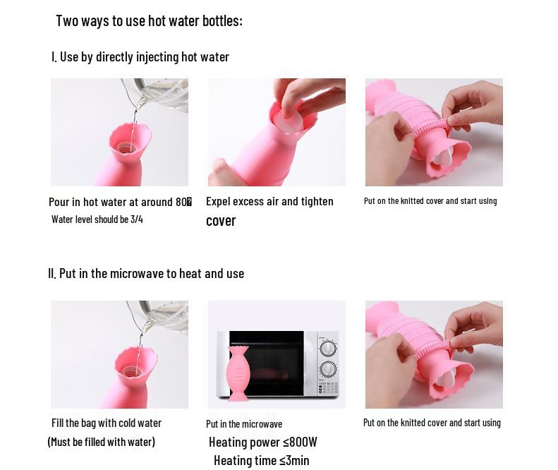 Силиконовая грелка для рук в форме конфеты и бутылка для горячей воды