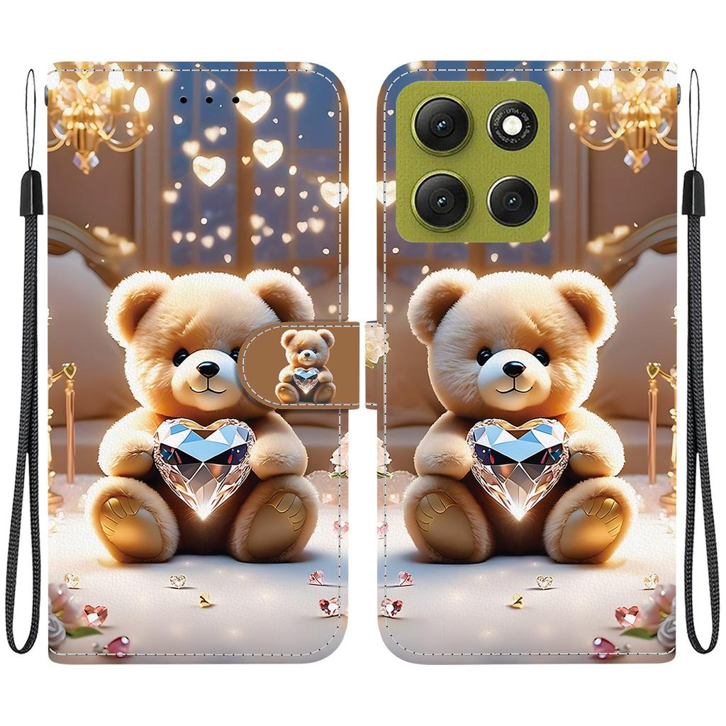Чехол-книжка из искусственной кожи ручной работы для Motorola Moto G86, противоскользящая противоударная крышка с ремешком на запястье и дизайном в виде сердечка/розы/кошки