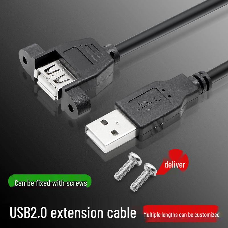 USB 2.0 Extension Cable with Ear Fixing Holes for Computer, Mouse, Keyboard, and Printer