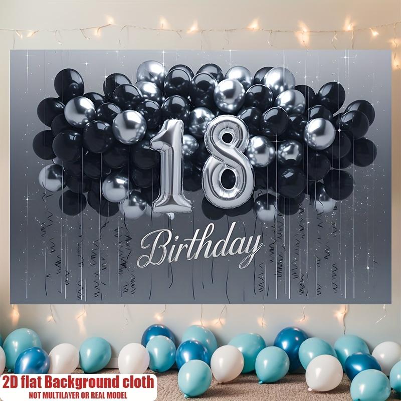 Happy 18th Birthday, 1pc Polyester Party Backdrop Banner, Photo Booth Background, Wall Decor