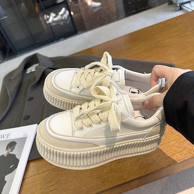 Обувь для печенья, женские весенние новые туфли для маффинов на толстой подошве, повседневные универсальные маленькие белые туфли с увеличенной подошвой