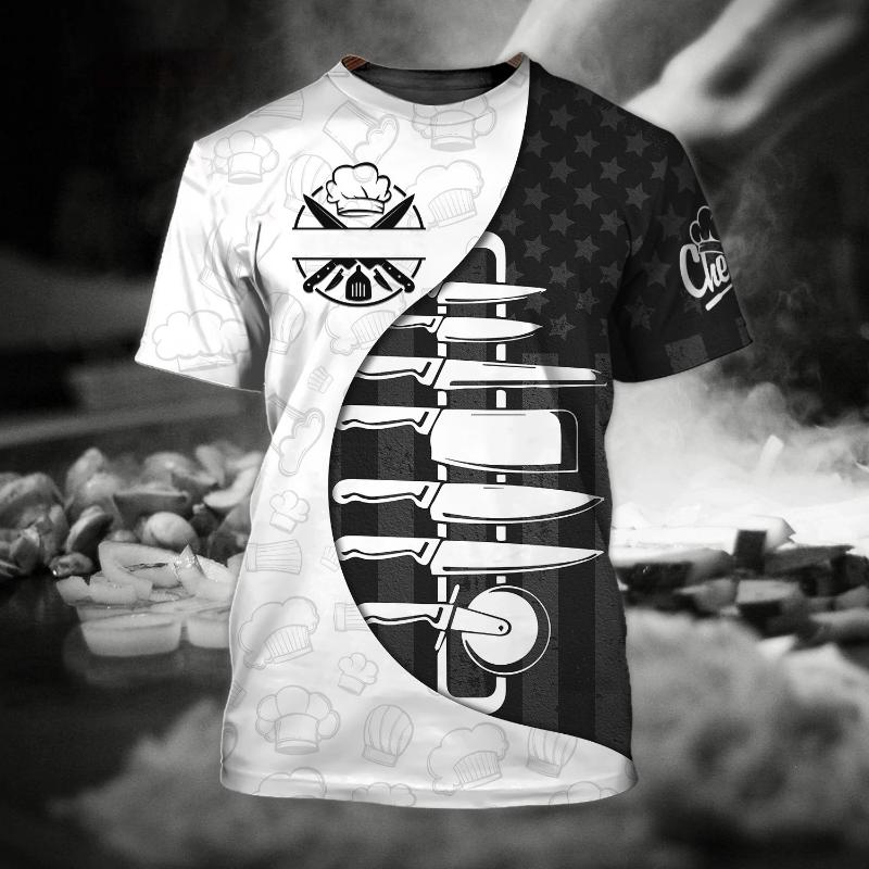 Летняя мужская футболка с изображением шеф-повара, индивидуальная одежда с 3D-принтом, рубашка с круглым вырезом и короткими рукавами, модная уличная одежда в стиле панк 6XL