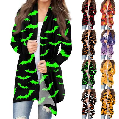 Женский кардиган с длинными рукавами и принтом на Хэллоуин, легкая куртка с принтом
