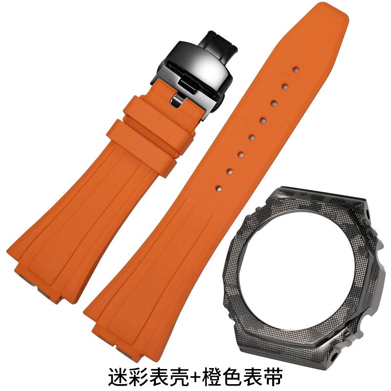 GA-2100 Резиновый ремешок для часов Камуфляжный корпус Для Casio Ga-b2100 Ga2100 Ga2110 GM2100 Мужские Спортивные часы Металлический безель Ремешок Аксессуары
