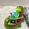 Симпатичное лечебное маленькое украшение, милая мини-фигурка лягушки из смолы, дизайн кресла-качалки с книгой, кофе, украшение для дома, спальни, офиса