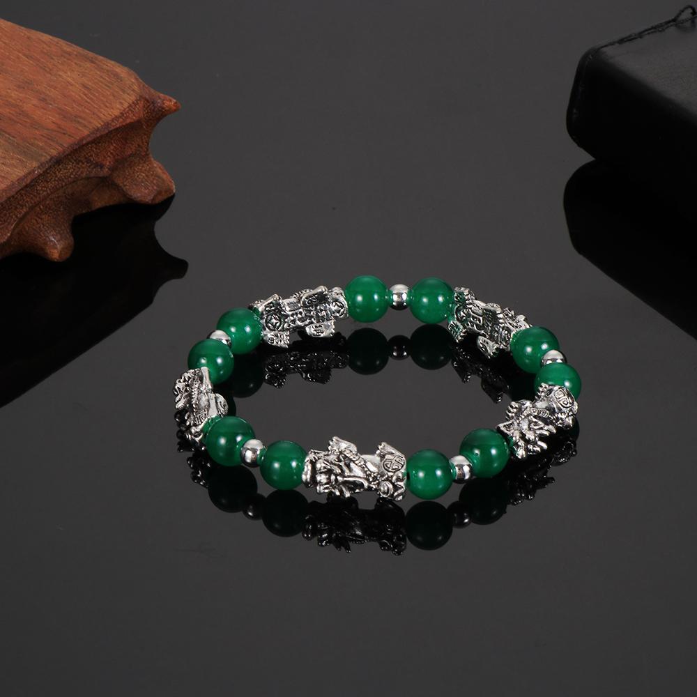 Браслет-манжета «Удача и богатство» Черный браслет Фэн-шуй Серебряный браслет PiXiu Obsidian