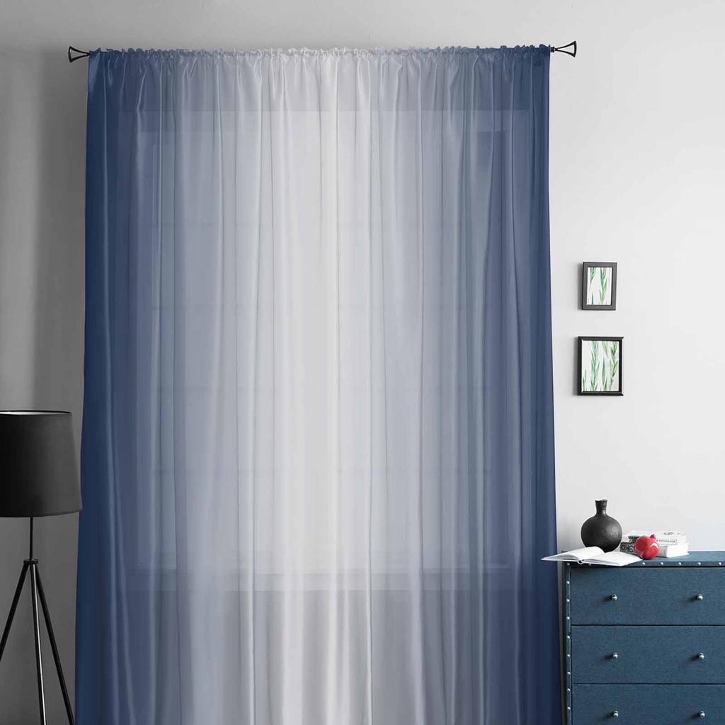 Темно-синие и белые градиентные минималистичные оконные тюлевые шторы для гостиной, спальни, отеля, роскошные украшения, прозрачные шторы