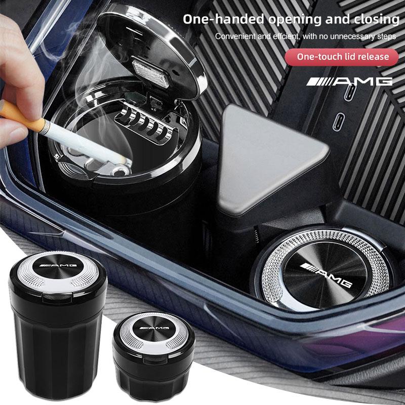 1Pcs Car Ashtray LED Light Portable Cigarette Cigar Ash Cup For Mercedes Benz AMG W204 W205 W206 W203 W211 W212 W213 W210 W169 RZ0