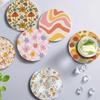 Винтажные керамические подставки, цветные круглые водонепроницаемые подставки, пробковые нескользящие, термоизоляционные, кофейные подложки, аксессуары для дома, кухня