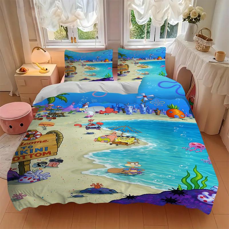 3Pcs Bikini Bottom Adventure Bedding Sets For All Sizes New 3D Printed Bed Cover Comforter Duvet Cover Pillowcase Bedroom Decoration