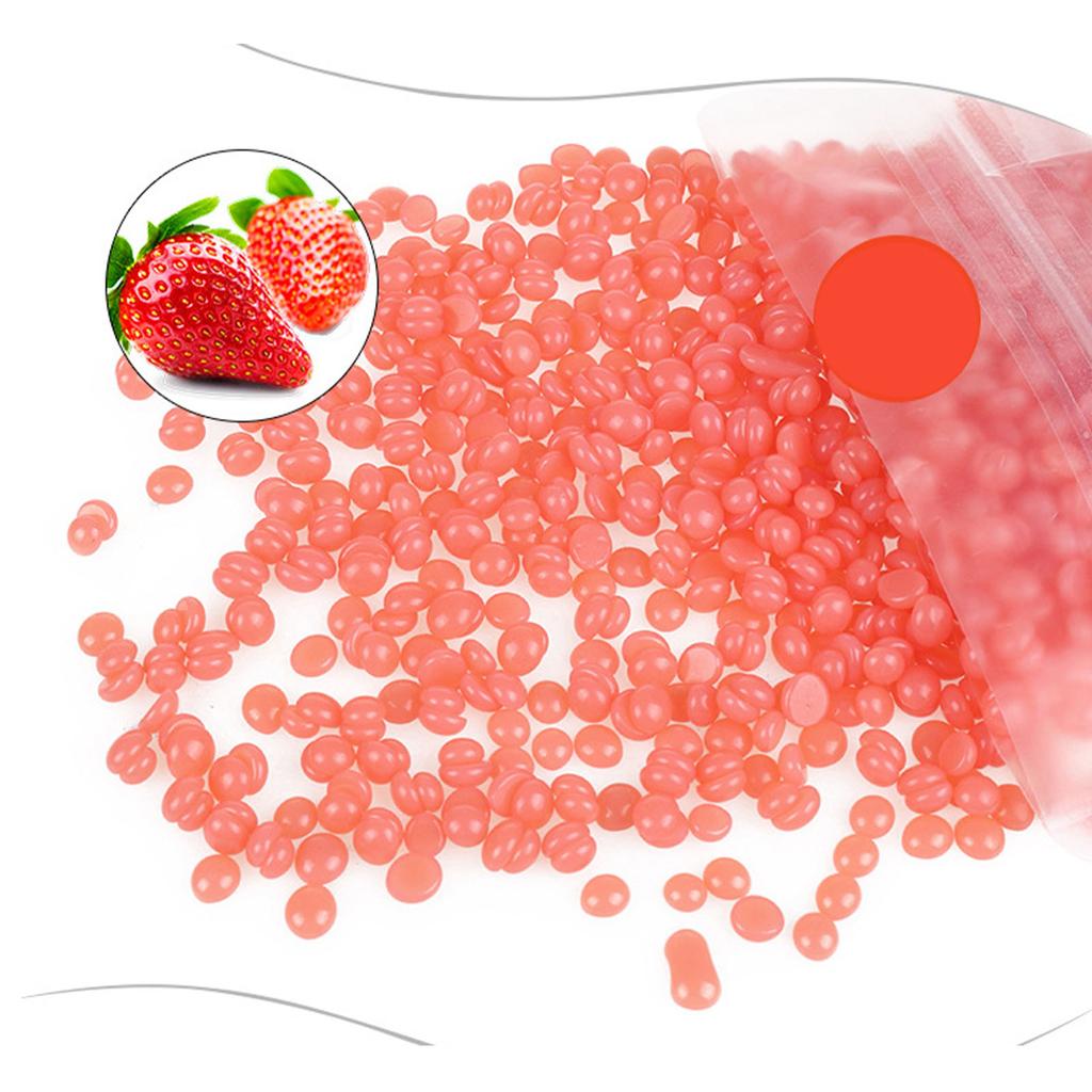 Hard Wax Beans for Nose Leg Body Hair Removal Paper Free Fast Dehairing Big Bag 1000G Strawberry