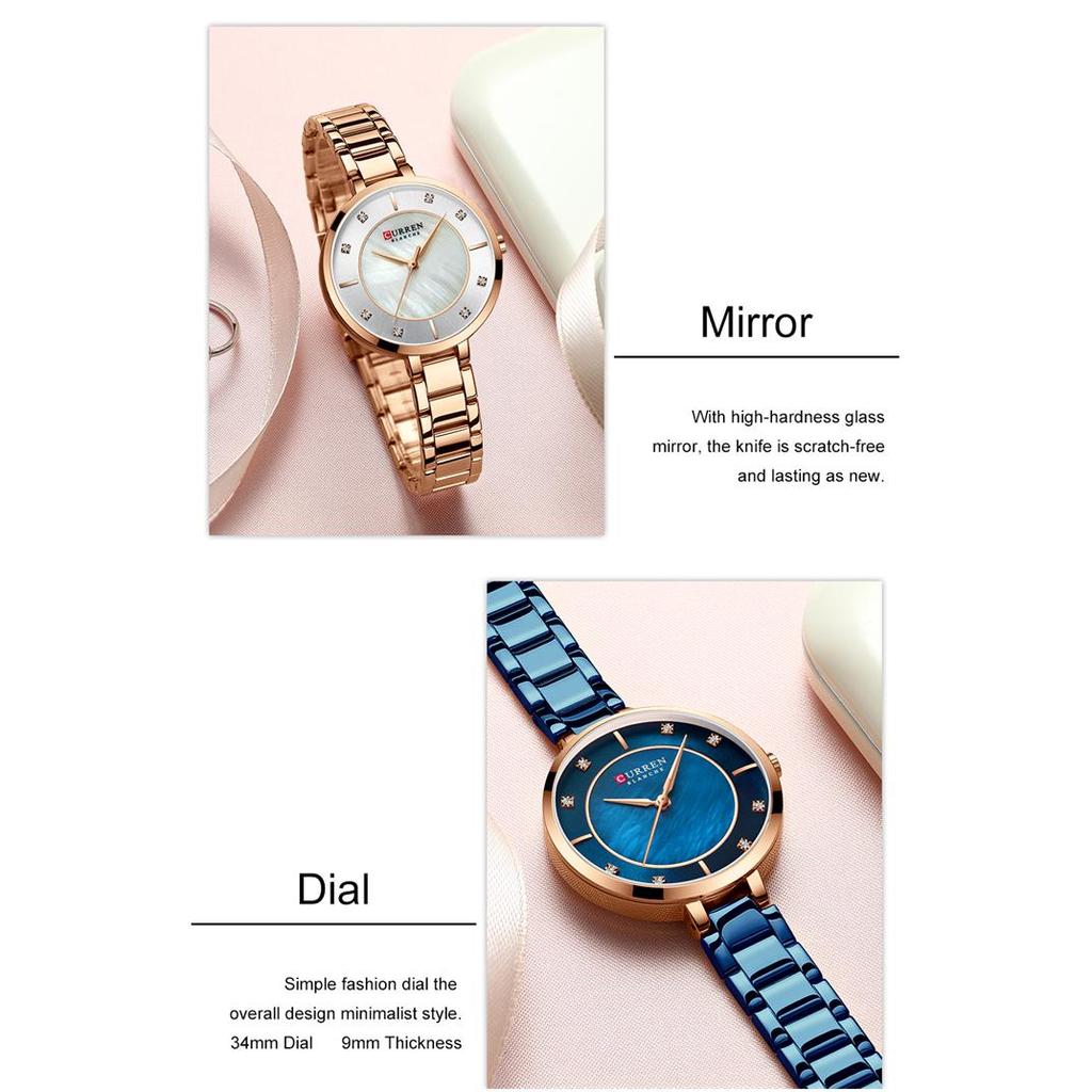 Новые женские часы CURREN, модные роскошные кварцевые часы со стразами на циферблате, водонепроницаемые наручные часы с ремешком из нержавеющей стали для женщин