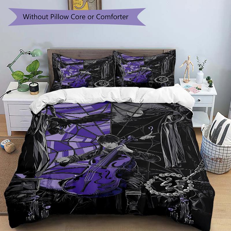 3pcs Wednesday Duvet Cover Set - Machine Washable, Includes 1 Duvet Cover and 2 Pillowcases, No Core Included yy251022185