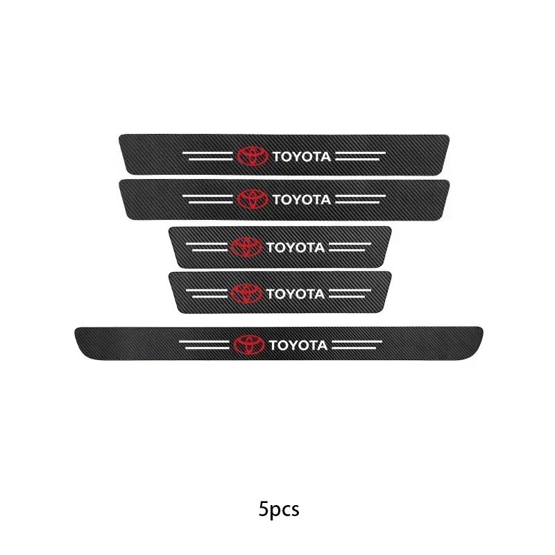 Наклейки-защитные накладки на пороги из углеродного волокна для Toyota Corolla RAV4 Camry Yaris Land Cruiser Prado Защита от царапин Автомобильные наклейки с логотипом
