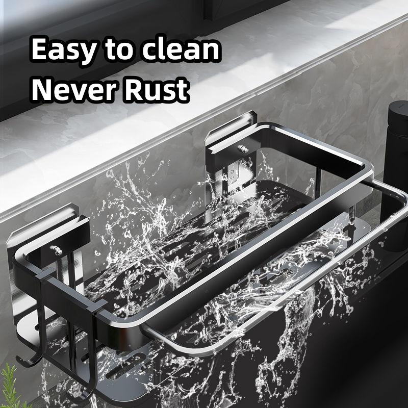 Органайзер для кухонных аксессуаров, держатель для кухонной раковины, органайзер для аксессуаров для ванной комнаты, металлическая полка без перфорации, полка с высокой несущей способностью
