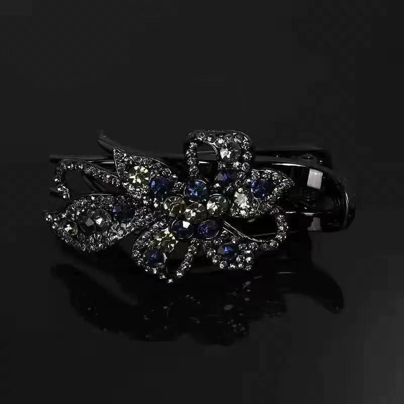 Заколка для волос в стиле ретро с цветком и кристаллами и стразами, женская заколка для волос, зажимы в виде утконоса, заколка для волос в корейском стиле