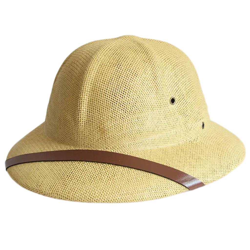 Vintage Handcrochet Straw Hat Vacation Bucket Hat for Adult Women Outdoor Activity Panama Hat for Travel and Casual Wear