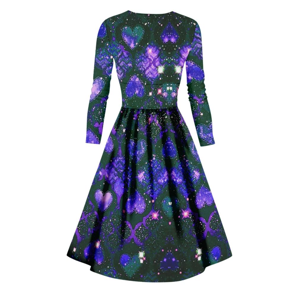 Женское повседневное и модное сексуальное платье с v-образным вырезом и длинными рукавами с принтом