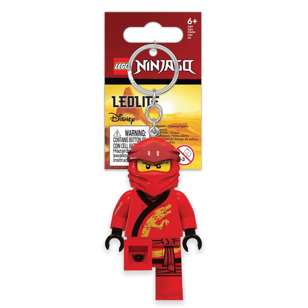 IQ Ninjago Legacy Red Ninja Kai Keychain with LED Key Light, Block Toy Doll, Articulated Mini Figure
