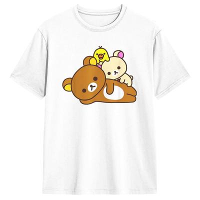 Мужская Женская Футболка Футболки Rilakkuma Медведь Лицо Мода Пляжная Футболка Y2K Базовый Узор Хлопковая Одежда Идея для Подарка