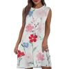 Women's Casual And Fashionable Round-neck Sleeveless Printing Mid Length Dress