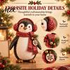 Penguin Collectibles for Winter Christmas Ornament with Scarf, Resin Animal Figurine, Theme Home Accessories Charming Statue Holiday Desk Decor
